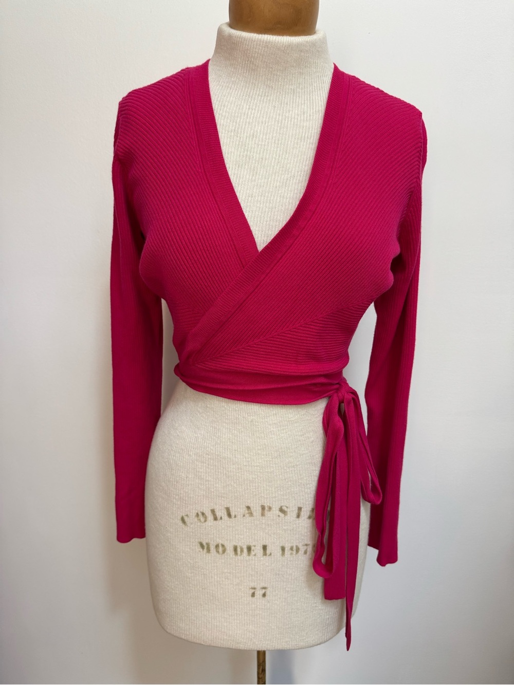 Moth Anthropologie Ribbed Knit Ballet Wrap Cardigan Sweater Women Large Twee
